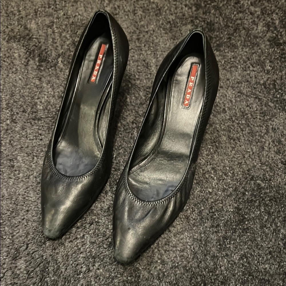 Prada Black Leather Heels Timeless Elegance